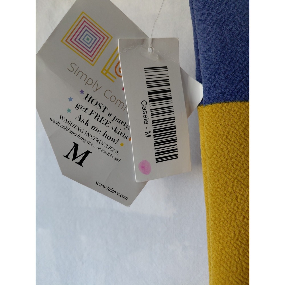NWT LuLaRoe Cassie skirt straight pencil Women's size Medium Yellow Blue - Picture 2 of 3